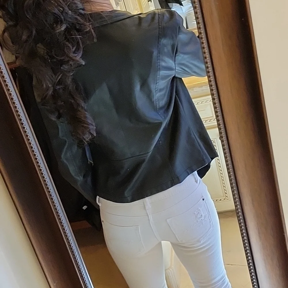 Collection B New York Faux Leather Hi-low Cascading Front Open Jacket, M - Picture 9 of 17
